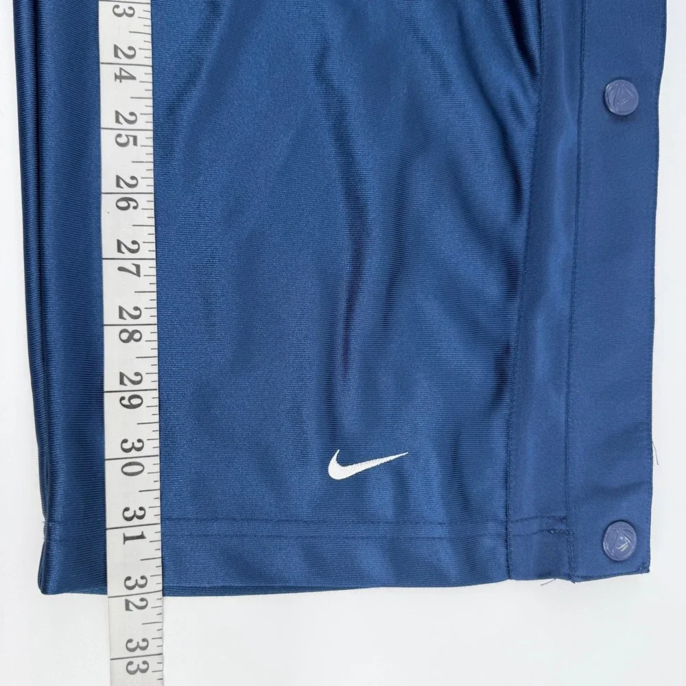Vintage Nike Track Pants Mens XL Navy Blue Tearaway Snap Button Basketball Satin